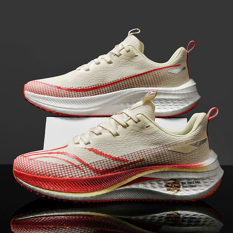 Men's Mesh Stripe Sneakers – Dragon Red