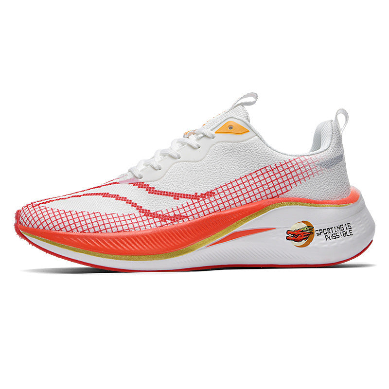 Men's Mesh Stripe Sneakers – Dragon Red