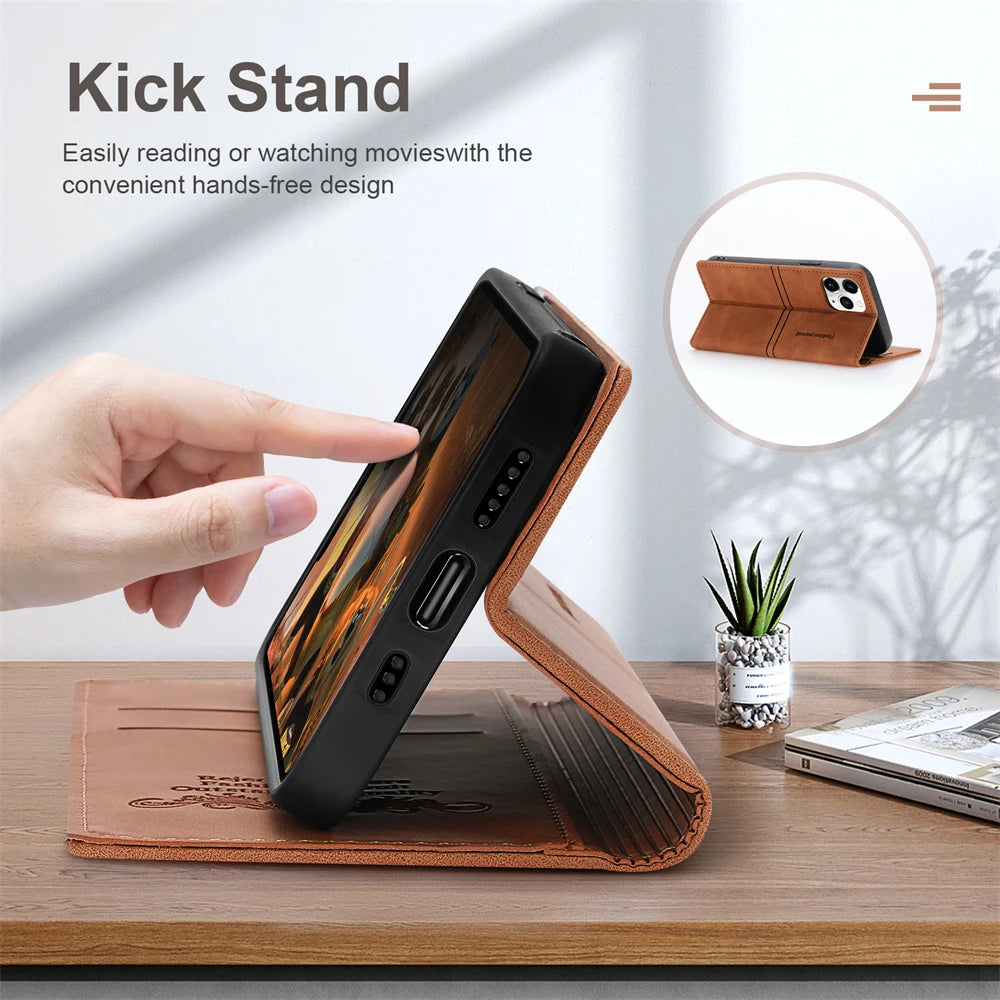 Leather Case for Samsung A15 A25 A35 A55 A05S A14 A34 A54 A24 A04S A13 A23 A33 A53 Flip Wallet Galaxy S24 Ultra S23 FE S22 Plus