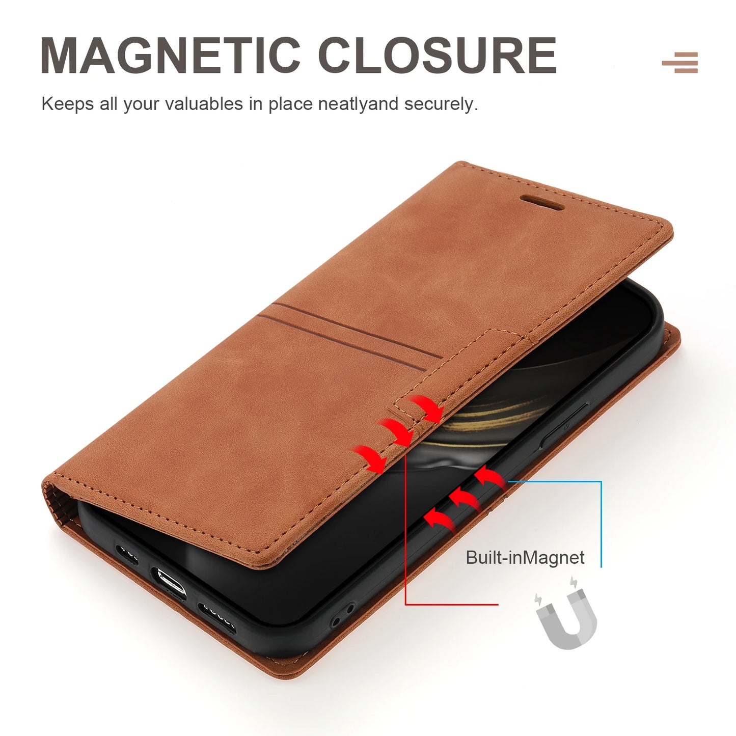 Leather Case for Samsung A15 A25 A35 A55 A05S A14 A34 A54 A24 A04S A13 A23 A33 A53 Flip Wallet Galaxy S24 Ultra S23 FE S22 Plus