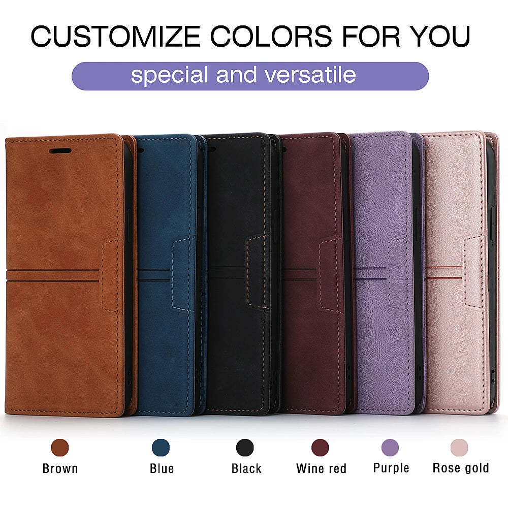 Leather Case for Samsung A15 A25 A35 A55 A05S A14 A34 A54 A24 A04S A13 A23 A33 A53 Flip Wallet Galaxy S24 Ultra S23 FE S22 Plus