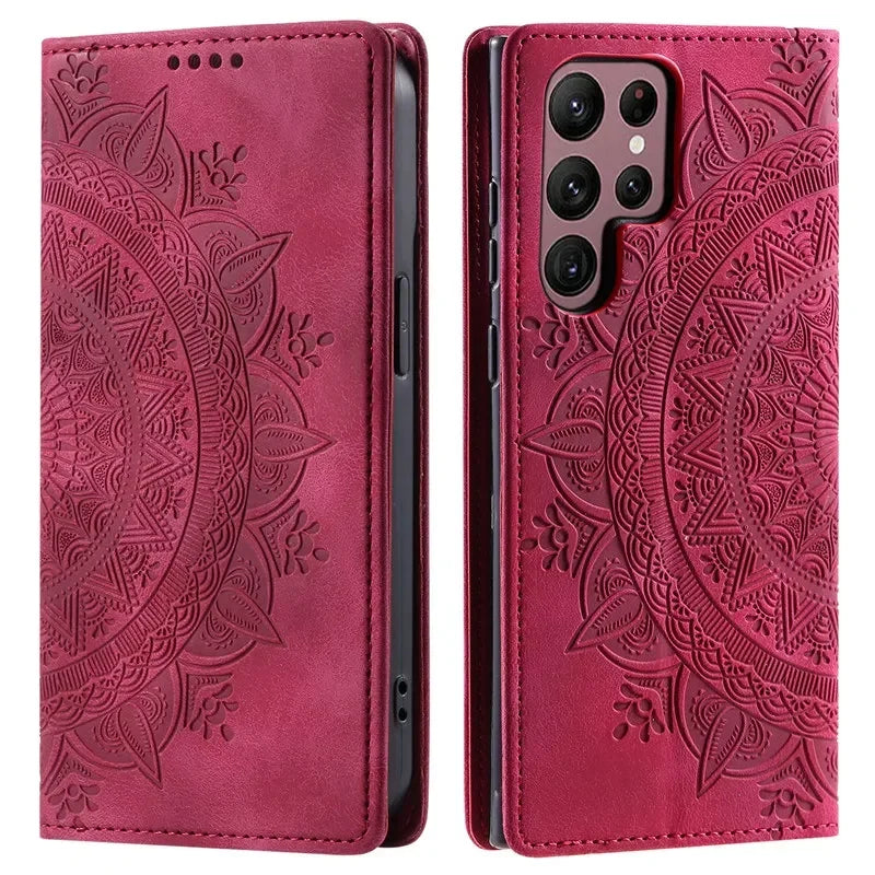Premium Leather Magnetic Phone Case – Wallet Flip Cover with Card Slots for Samsung Glaxxy