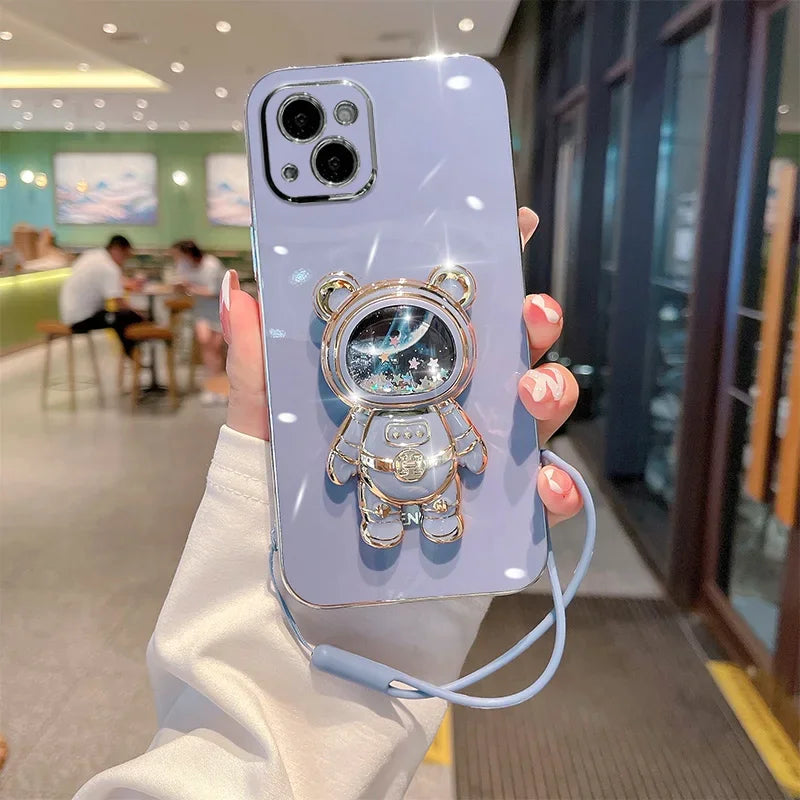 Quicksand Astronaut Case For iPhone 15 ProMax Case For iPhone 14 Case For iPhone 12 Pro 12mini 11 6 6S 7 8 Plus Stand Back Cover
