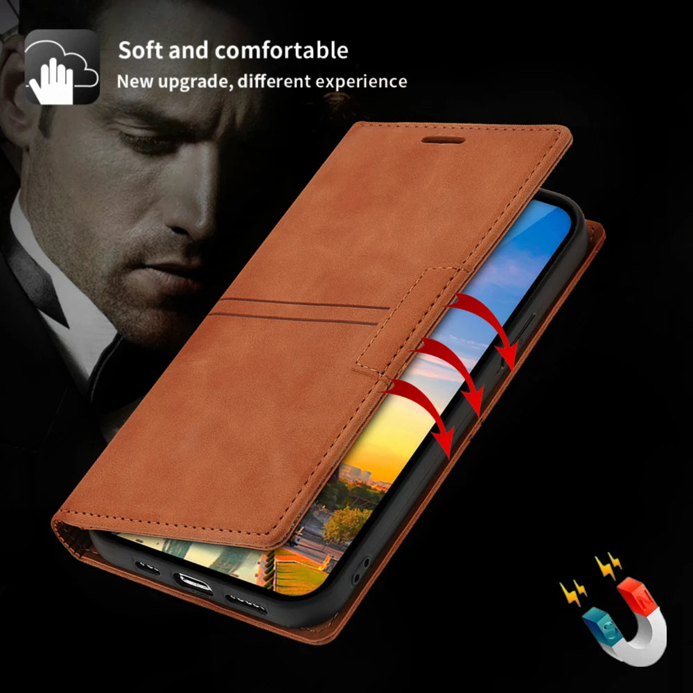 Leather Case for Samsung A15 A25 A35 A55 A05S A14 A34 A54 A24 A04S A13 A23 A33 A53 Flip Wallet Galaxy S24 Ultra S23 FE S22 Plus