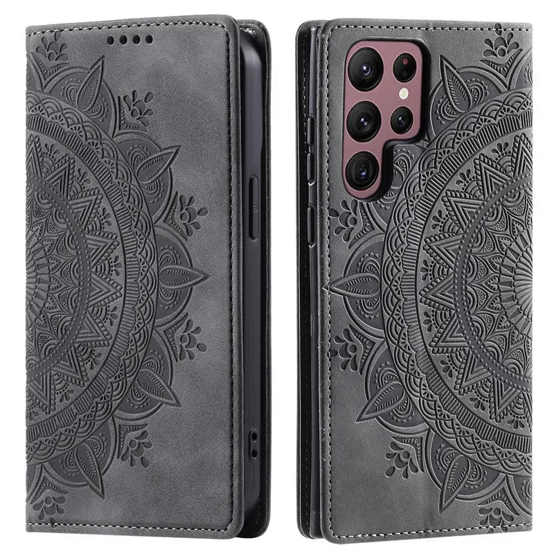 Premium Leather Magnetic Phone Case – Wallet Flip Cover with Card Slots for Samsung Glaxxy