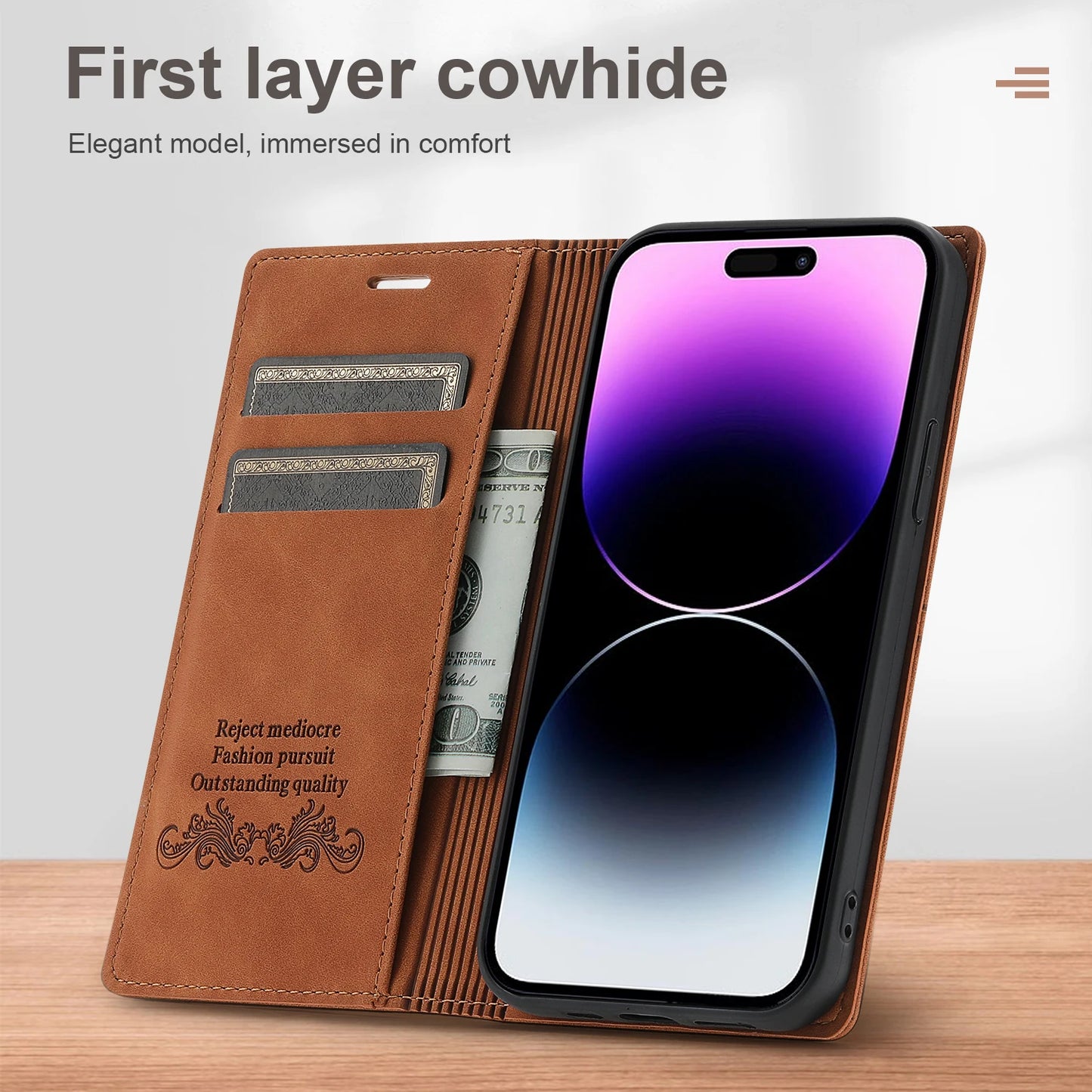 Leather Case for Samsung A15 A25 A35 A55 A05S A14 A34 A54 A24 A04S A13 A23 A33 A53 Flip Wallet Galaxy S24 Ultra S23 FE S22 Plus