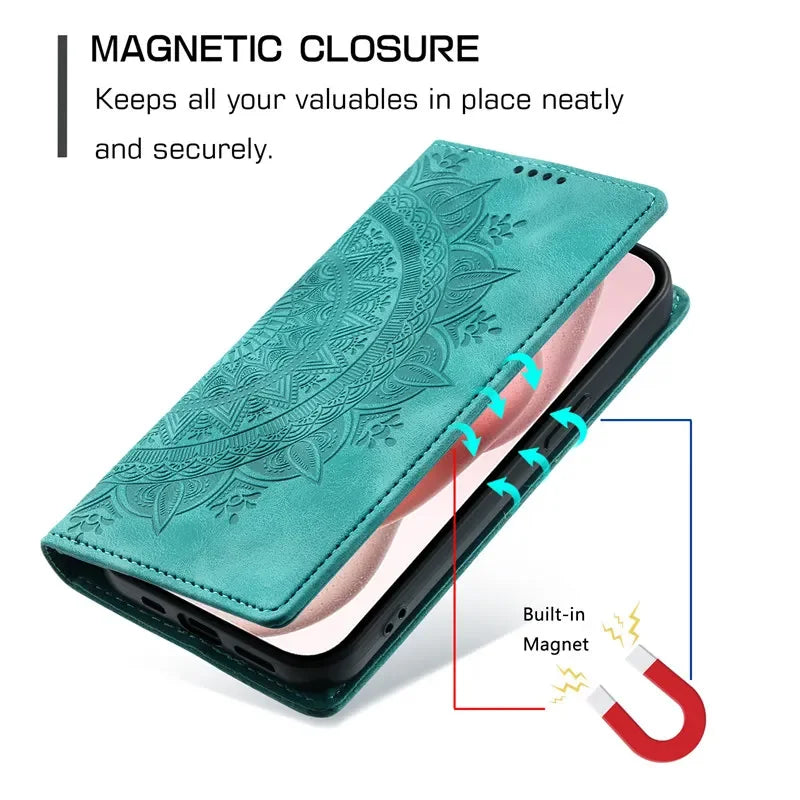 Premium Leather Magnetic Phone Case – Wallet Flip Cover with Card Slots for Samsung Glaxxy