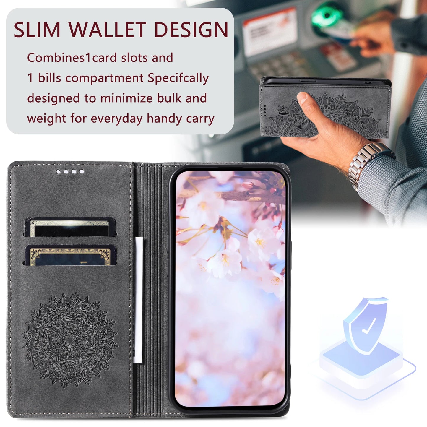 Premium Leather Magnetic Phone Case – Wallet Flip Cover with Card Slots for Samsung Glaxxy