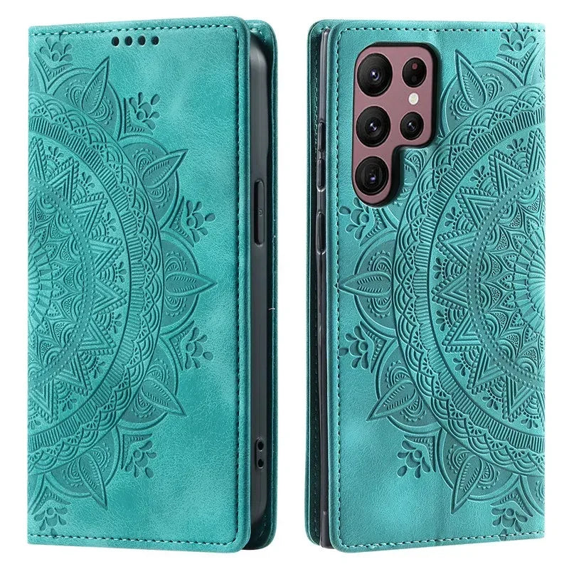 Premium Leather Magnetic Phone Case – Wallet Flip Cover with Card Slots for Samsung Glaxxy