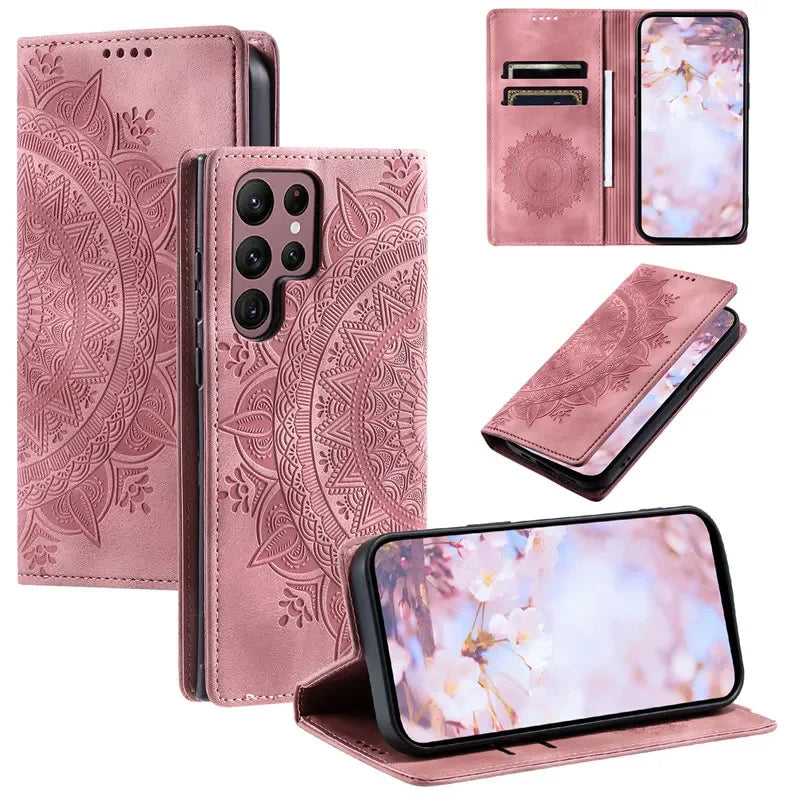 Premium Leather Magnetic Phone Case – Wallet Flip Cover with Card Slots for Samsung Glaxxy