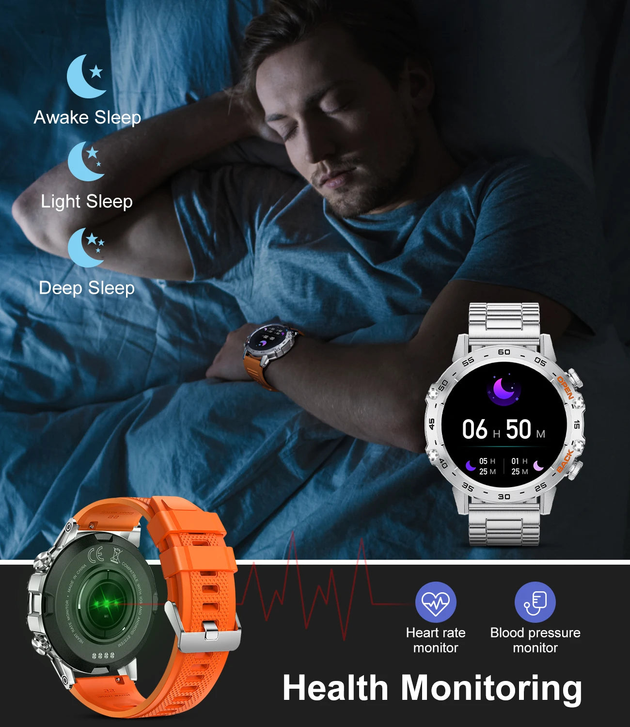 Bluetooth Smartwatch for Men – 1.39” Fitness Sport Tracker, Heart & Health Monitor, iOS/Android