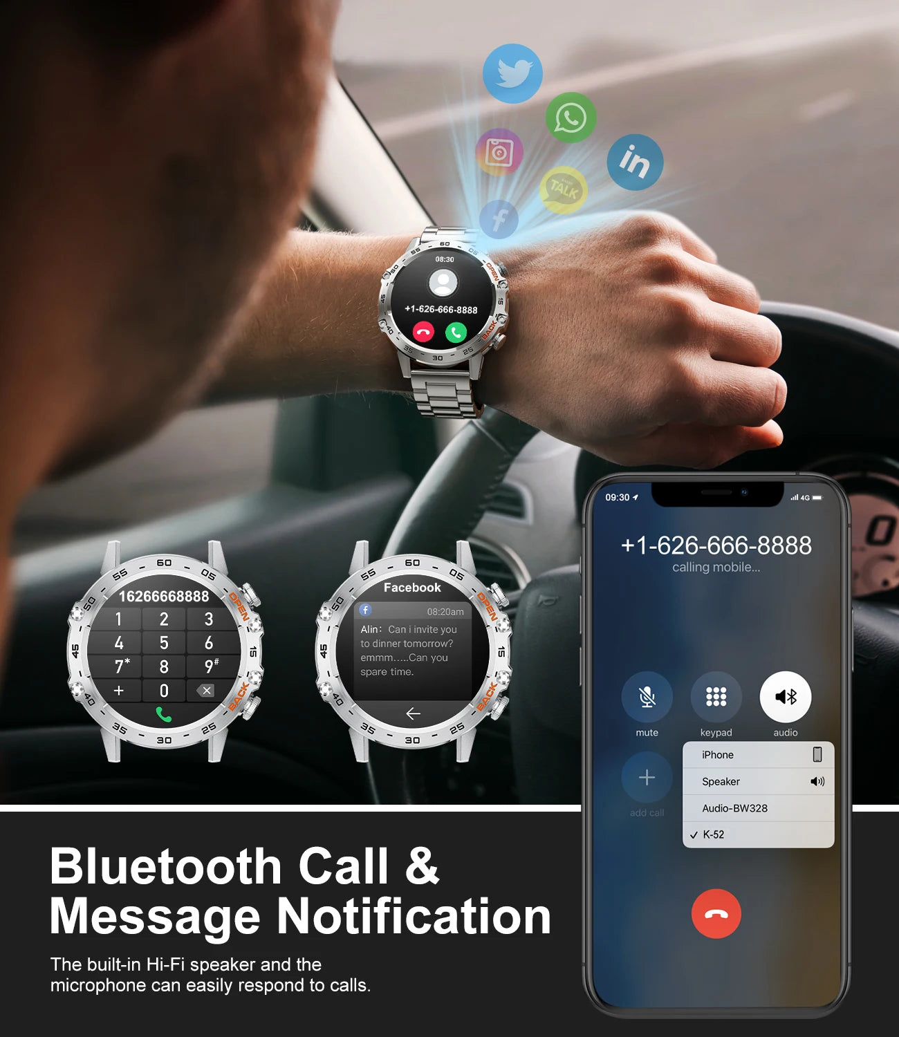 Bluetooth Smartwatch for Men – 1.39” Fitness Sport Tracker, Heart & Health Monitor, iOS/Android