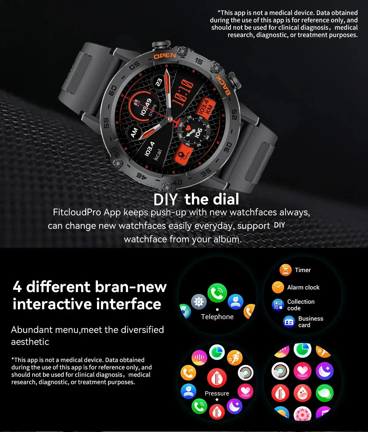 Bluetooth Smartwatch for Men – 1.39” Fitness Sport Tracker, Heart & Health Monitor, iOS/Android