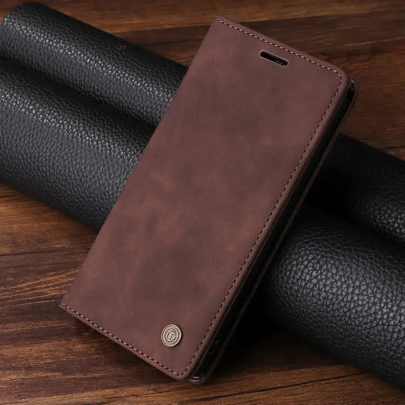 Leather Magnatic Flip Wallet Case For Samsung A Series