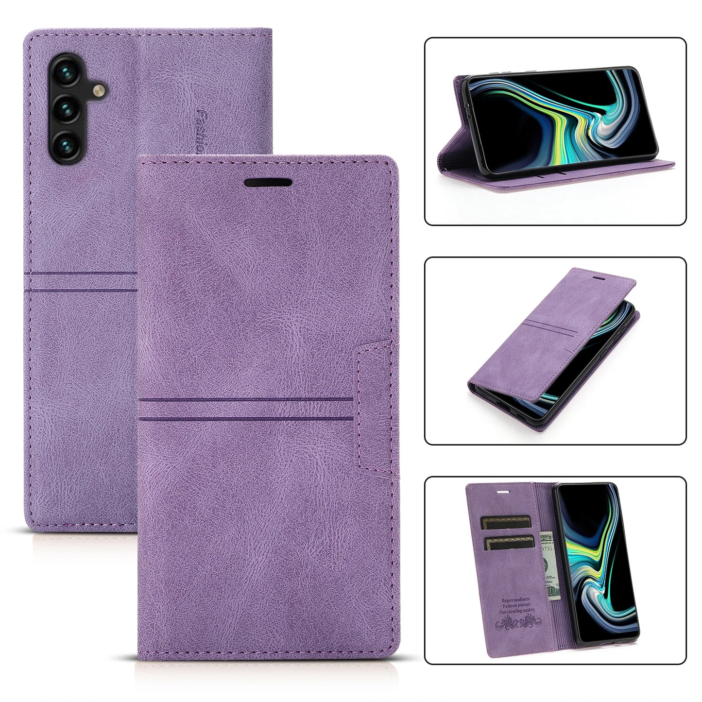 Leather Case for Samsung A15 A25 A35 A55 A05S A14 A34 A54 A24 A04S A13 A23 A33 A53 Flip Wallet Galaxy S24 Ultra S23 FE S22 Plus
