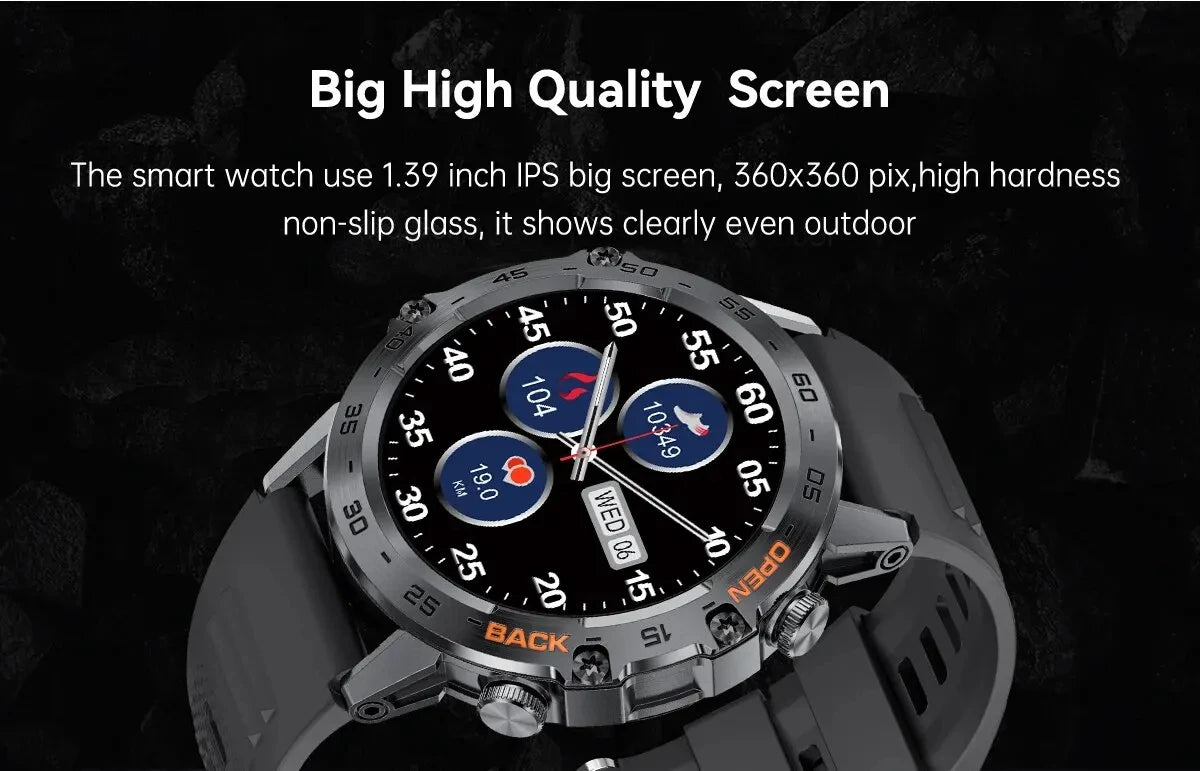 Bluetooth Smartwatch for Men – 1.39” Fitness Sport Tracker, Heart & Health Monitor, iOS/Android