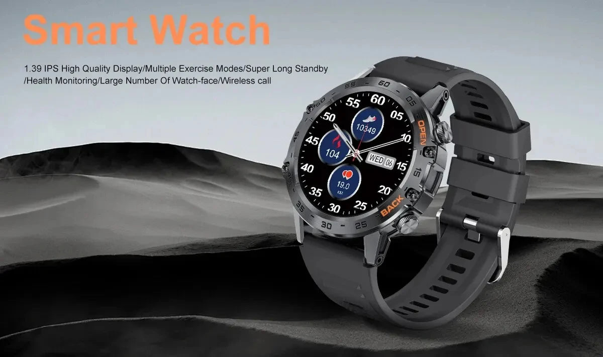 Bluetooth Smartwatch for Men – 1.39” Fitness Sport Tracker, Heart & Health Monitor, iOS/Android