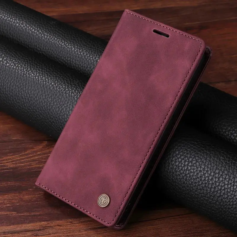 Leather Magnatic Flip Wallet Case For Samsung A Series
