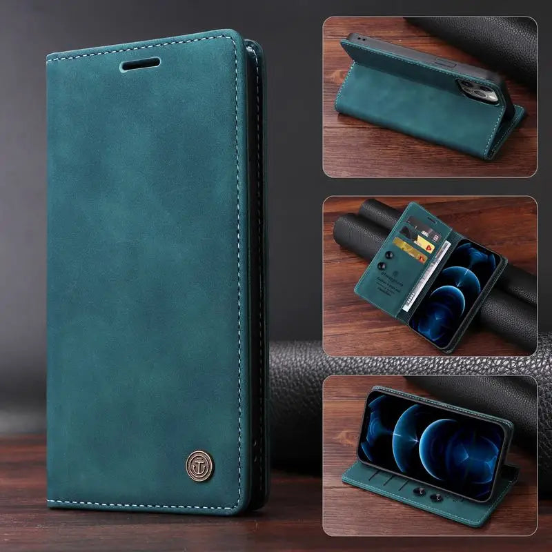 Leather Magnatic Flip Wallet Case For Samsung A Series