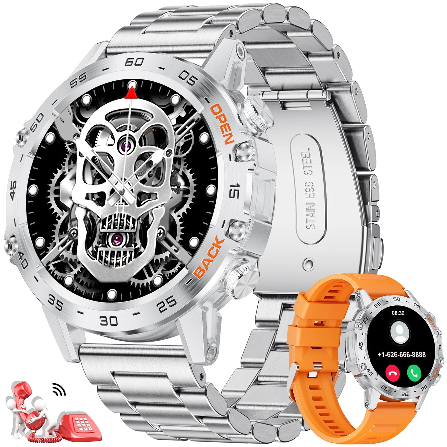 Bluetooth Smartwatch for Men – 1.39” Fitness Sport Tracker, Heart & Health Monitor, iOS/Android
