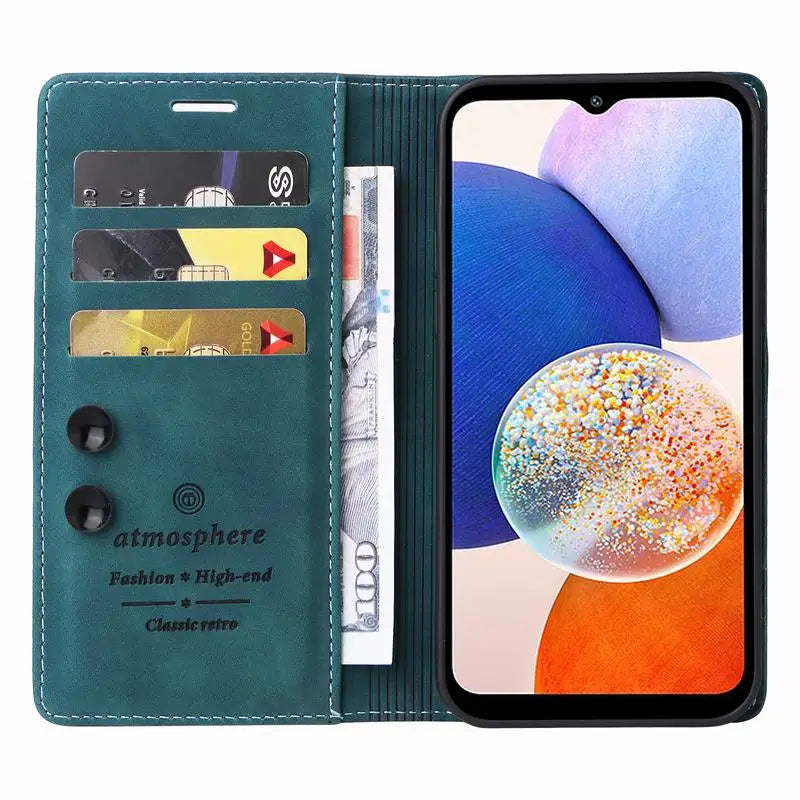 Leather Magnatic Flip Wallet Case For Samsung A Series