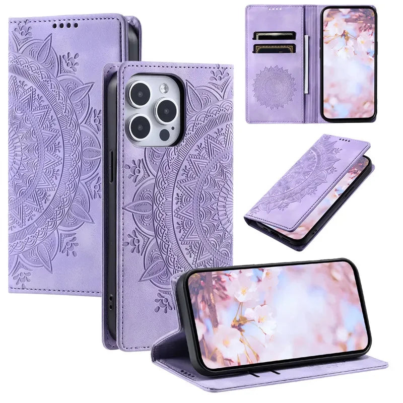 Premium Leather Magnetic Phone Case – Wallet Flip Cover with Card Slots