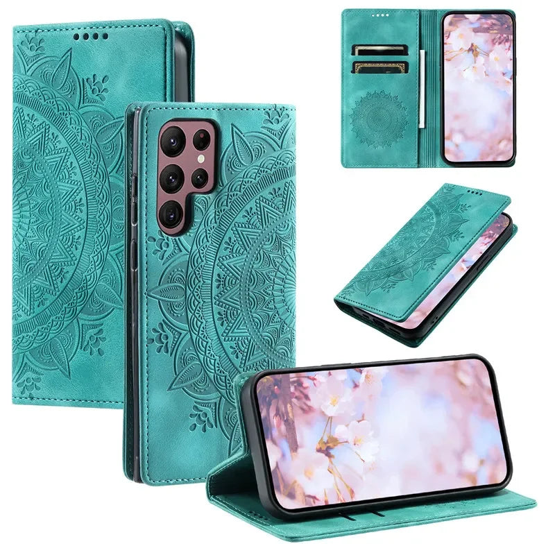 Premium Leather Magnetic Phone Case – Wallet Flip Cover with Card Slots for Samsung Glaxxy