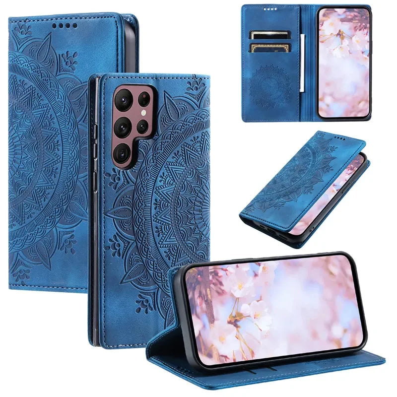 Premium Leather Magnetic Phone Case – Wallet Flip Cover with Card Slots for Samsung Glaxxy