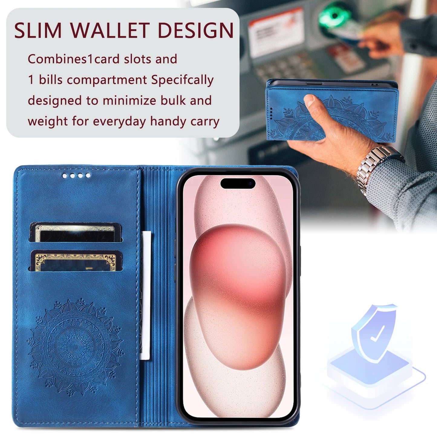 Premium Leather Magnetic Phone Case – Wallet Flip Cover with Card Slots