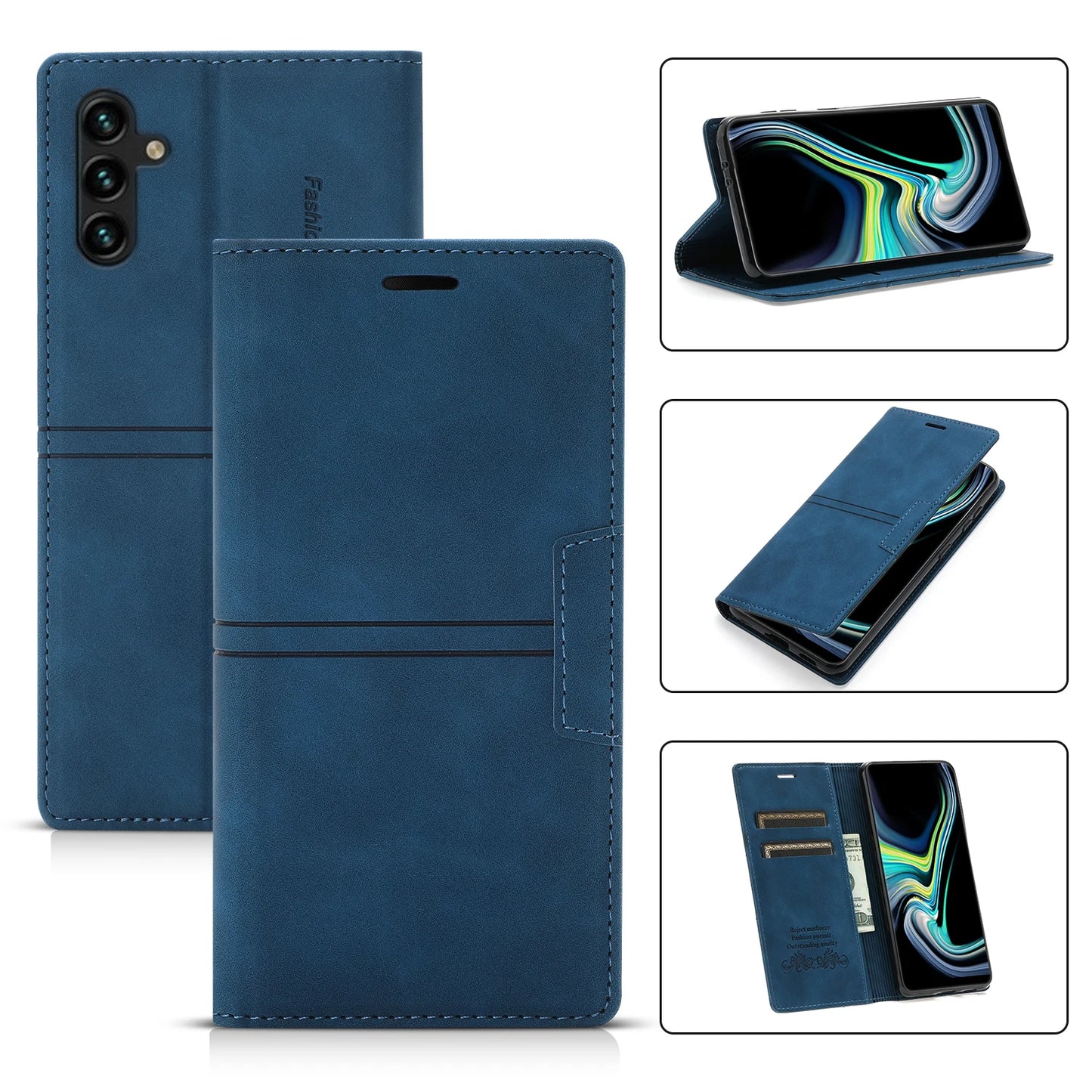 Leather Case for Samsung A15 A25 A35 A55 A05S A14 A34 A54 A24 A04S A13 A23 A33 A53 Flip Wallet Galaxy S24 Ultra S23 FE S22 Plus