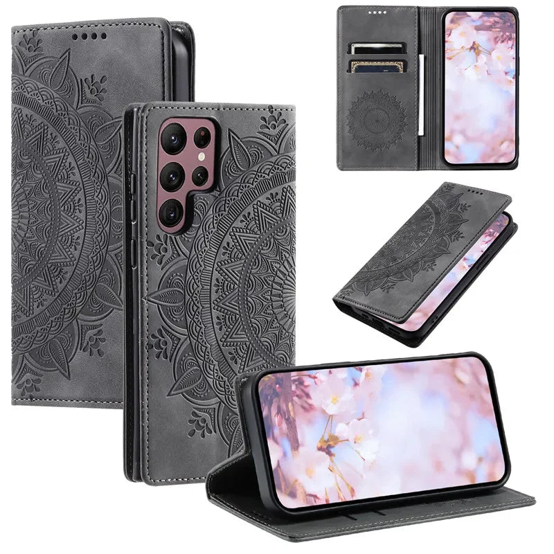 Premium Leather Magnetic Phone Case – Wallet Flip Cover with Card Slots for Samsung Glaxxy