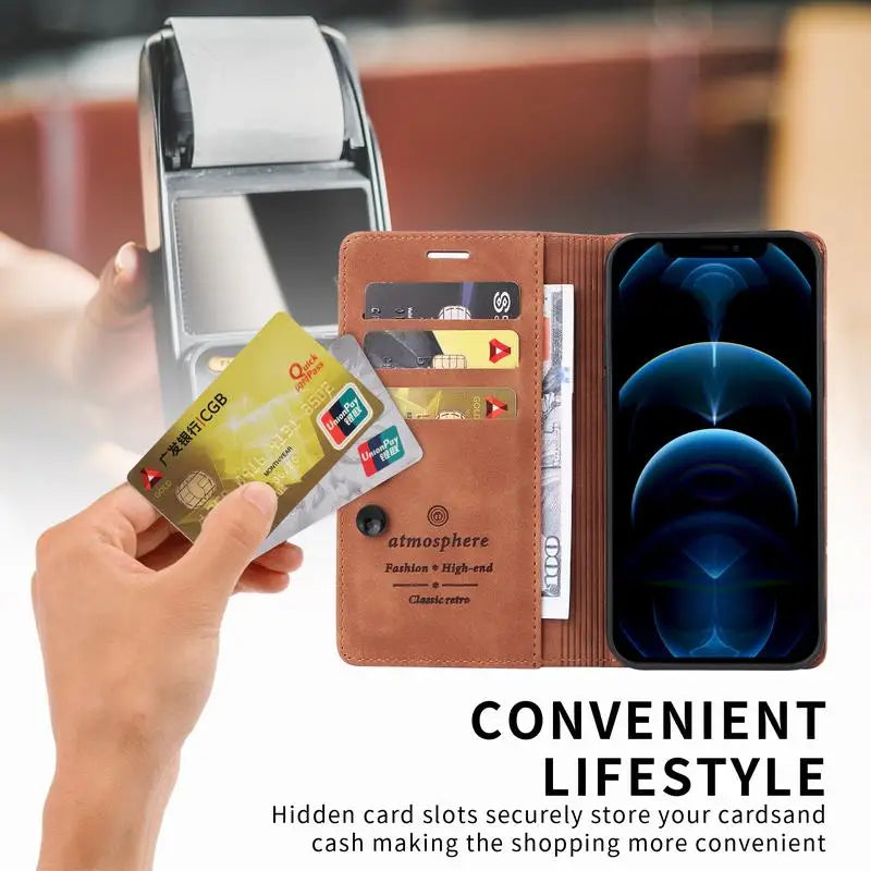 Leather Magnatic Flip Wallet Case For Samsung A Series