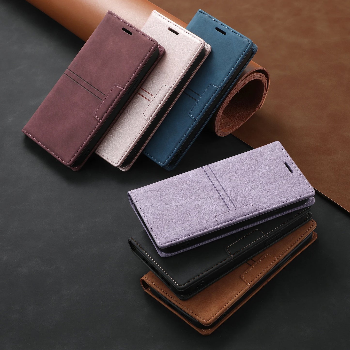 Leather Case for Samsung A15 A25 A35 A55 A05S A14 A34 A54 A24 A04S A13 A23 A33 A53 Flip Wallet Galaxy S24 Ultra S23 FE S22 Plus