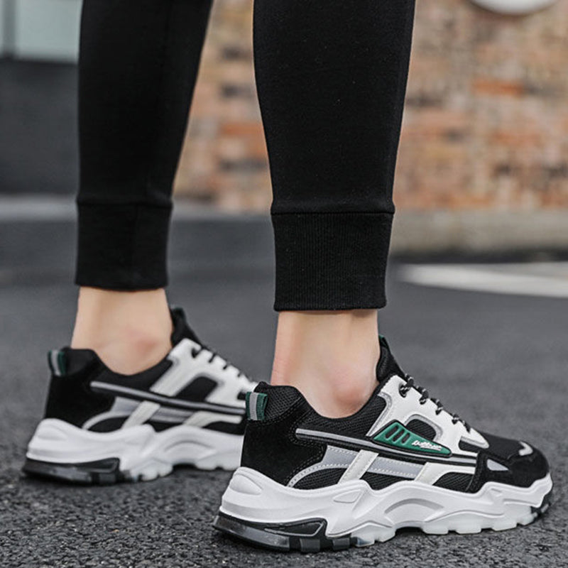 Black White Lace-up Sneakers Men Outdoor Breathable Csual Mesh Shoes Lightweight Running Sports Shoes