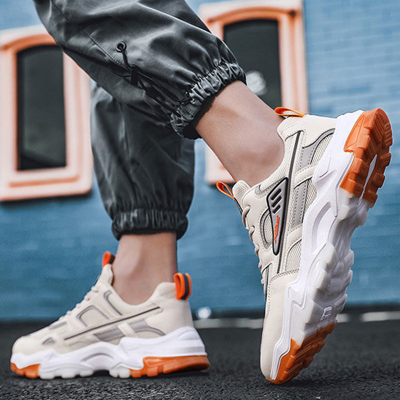 Black White Lace-up Sneakers Men Outdoor Breathable Csual Mesh Shoes Lightweight Running Sports Shoes