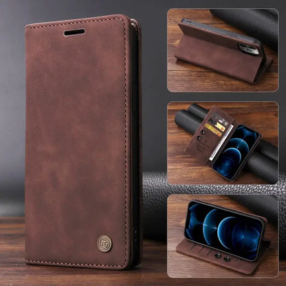 Leather Magnatic Flip Wallet Case For Samsung A Series