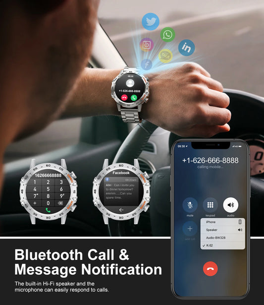 Bluetooth Smartwatch for Men – 1.39” Fitness Sport Tracker, Heart & Health Monitor, iOS/Android