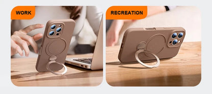 MagSafe Stand Phone Case for iPhone – Liquid Silicone Magnetic Charging Soft Cover with Holder