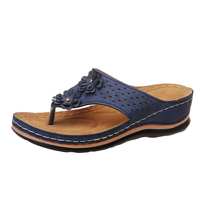 Floral Wedge Sandals for Women – Summer Beach Platform Slippers with Open Toe Design