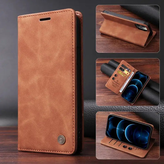 Leather Magnatic Flip Wallet Case For Samsung A Series
