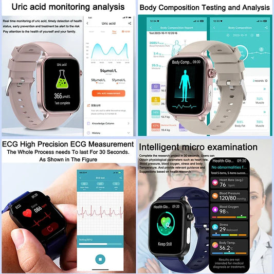 Next-Gen 2025 Smartwatch – ECG + PPG Health Tracker with Blood Pressure & Women's Wellness Features