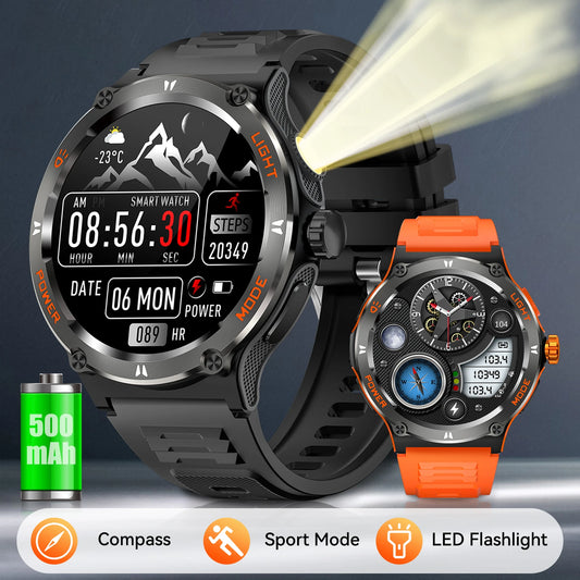 KT76 Smartwatch – 1.53” Round IPS Display | GPS | Compass | LED Flashlight | Bluetooth Call | 450mAh Battery