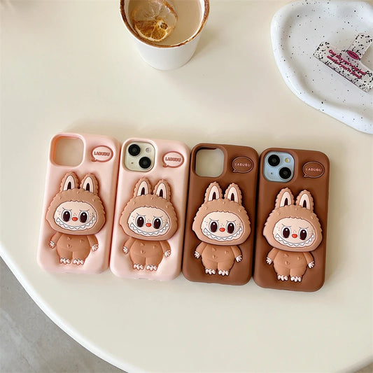 3D Cute Kawaii Silicone Case with Grip & Tok Holder – Fits iPhone | Cartoon Design