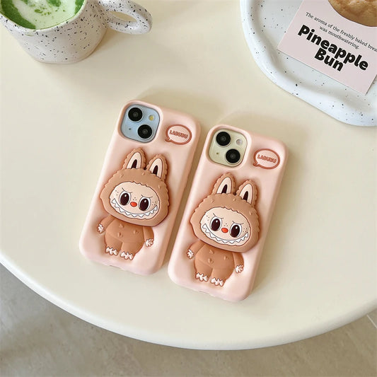 3D Cute Kawaii Silicone Case with Grip & Tok Holder – Fits iPhone | Cartoon Design