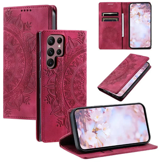 Premium Leather Magnetic Phone Case – Wallet Flip Cover with Card Slots for Samsung Glaxxy