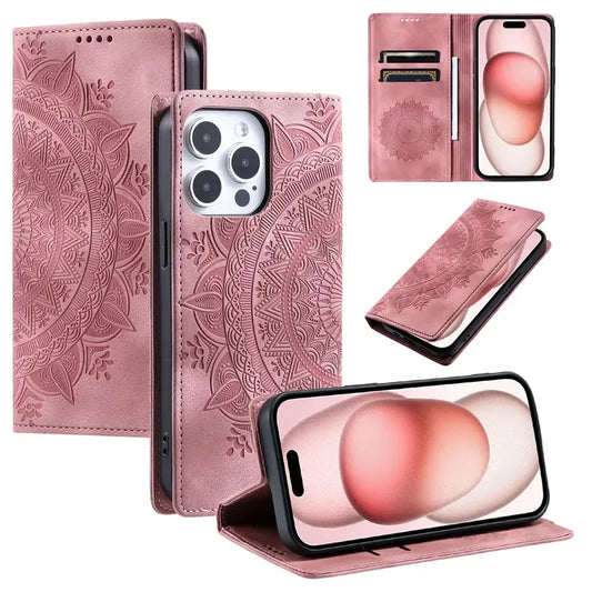 Premium Leather Magnetic Phone Case – Wallet Flip Cover with Card Slots